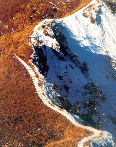 Yin and yang in nature--dark side of the mountain pertains to yin and bright side of the mountain pertains to yang